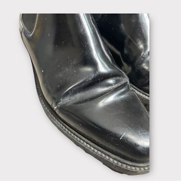 Creatures of Comfort Black Patent Leather Ankle Pull On Moto Boots - Picture 14 of 16